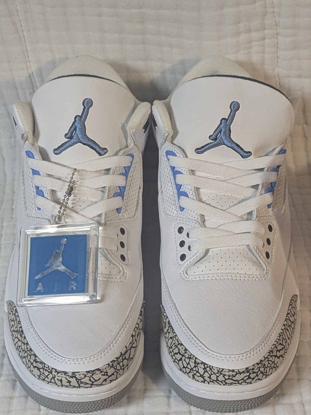 Nike White and University Blue Retro Basketball Sneakers with Elephant Print - Picture 4 of 5